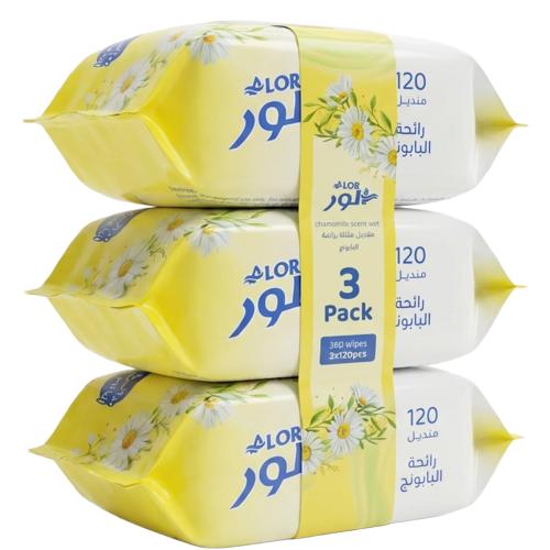 مناديل مبللة برائحة البابونج من الور – 3 شدات × 12...