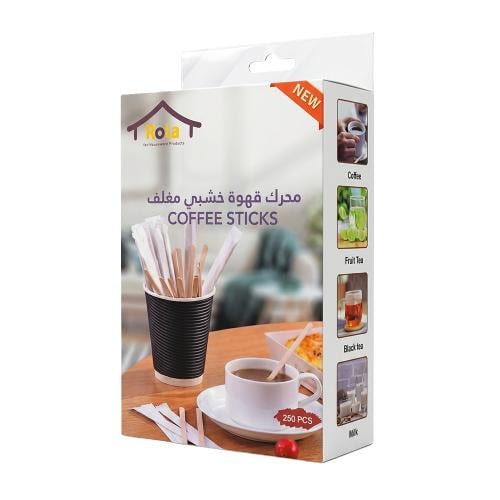 رولا محرك قهوة خشبي مغلف – 1 باكت × 250 حبة