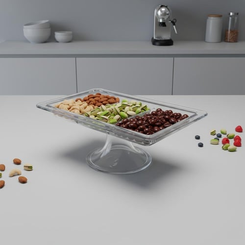 صحن تقديم زجاجي مستطيل بقاعدة - WS 541