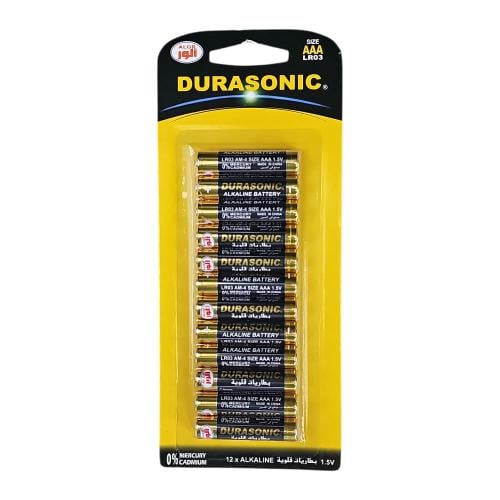 بطاريات دوراسونيك للريموت AAA قلوية – عبوة 12 بطار...