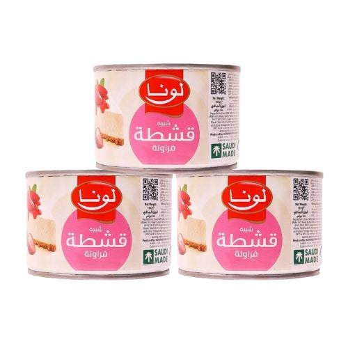 شبيه قشطة بنكهة الفراولة من لونا – 3 × 155 جرام