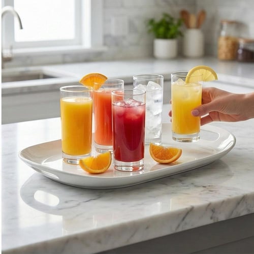 صحن تقديم مستطيل بحواف ناعمة أبيض - YL0121185