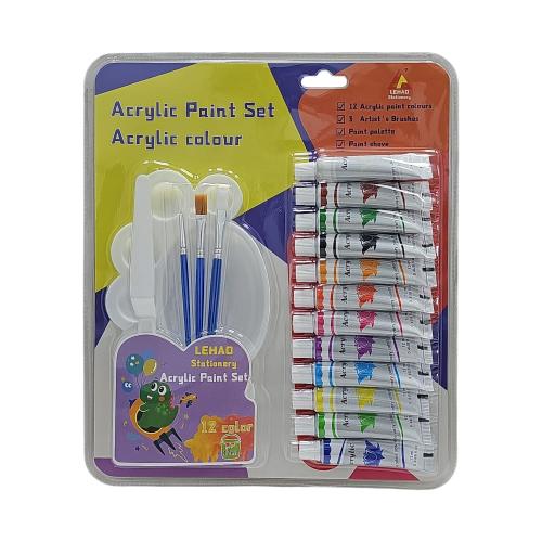 مجموعة ألوان أكريليك للرسم – 12 لون × 12 مل مع أدو...