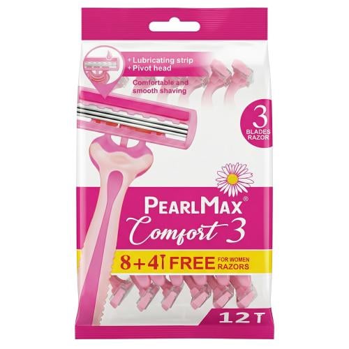 مكائن حلاقة نسائية 3 شفرات من بيرل ماكس – 12 قطع (...