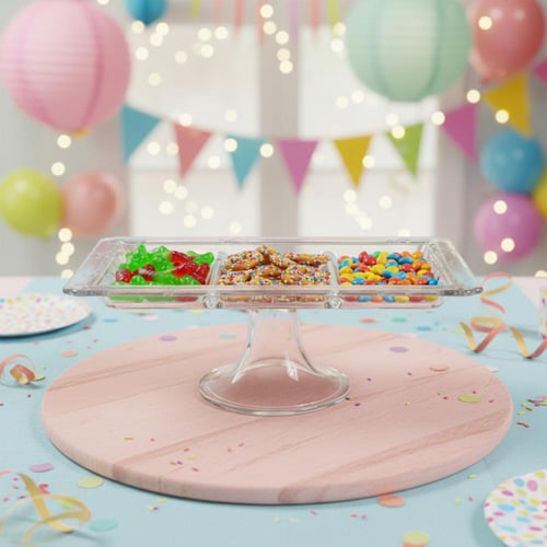 صحن تقديم زجاجي مستطيل بقاعدة - WS 541