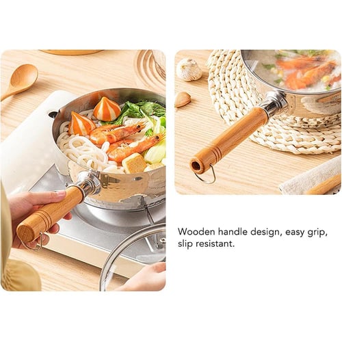 مقلاة الفولاذ بيد خشبي بنمط سداسي - AL-7967