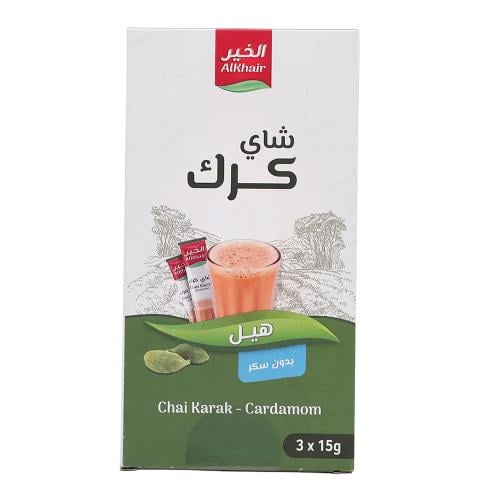 الخير شاي كرك بالهيل بدون سكر – 3 اظرف × 15 جرام