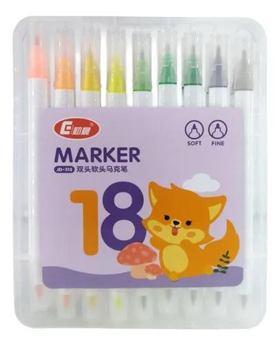 طقم يحتوي على 18 قلم تحديد مع طرف فوكس مزدوج