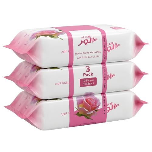 مناديل مبللة برائحة الورد من ألور – 3 حبات × 65 من...
