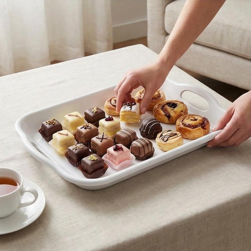 صحن تقديم ميلامين مستطيل أبيض - YL-013018