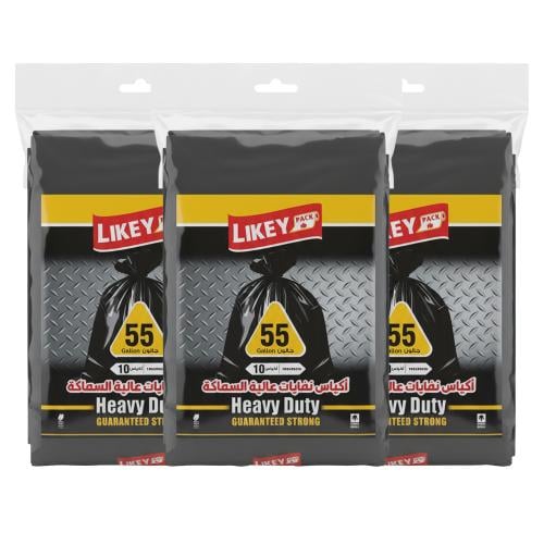 أكياس نفايات عالية السماكة من لايكي 55 جالون - 3 ش...