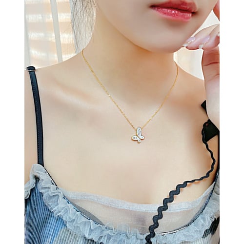 سلسال فراشة كرستال ذهبي من Rony&Qafa