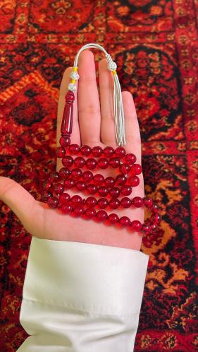 Red transparent Belgian glass with a stopper