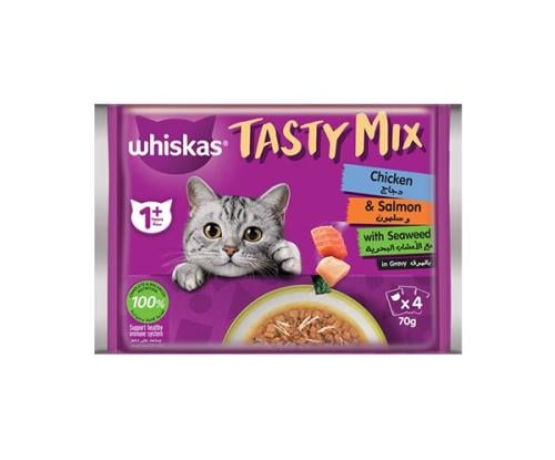 Whiskas Tasty Mix Cat Wet Food With Chicken, Salmo...