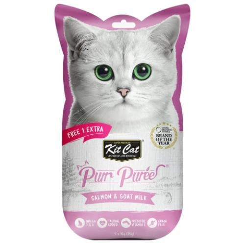 كيت كات بيوريه مكافات بالسلمون و حليب الماعز للقطط...