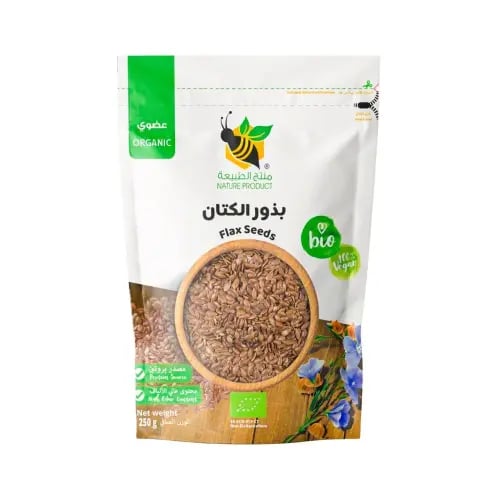 بذور الكتان عضوي 250 جرام منتج الطبيعة