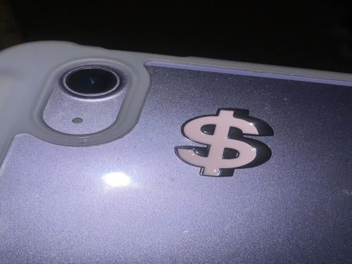 Pink dollar metal sticker