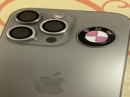 Pink BMW metal sticker