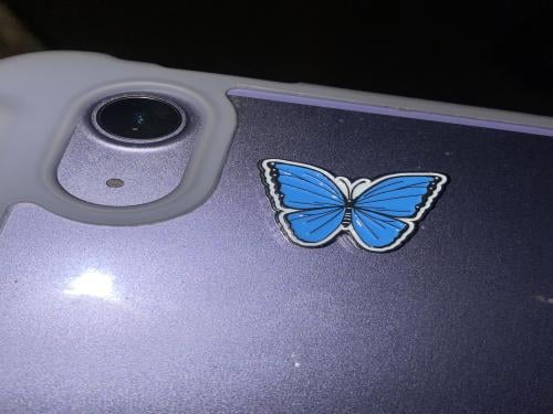 Blue butterfly metal sticker