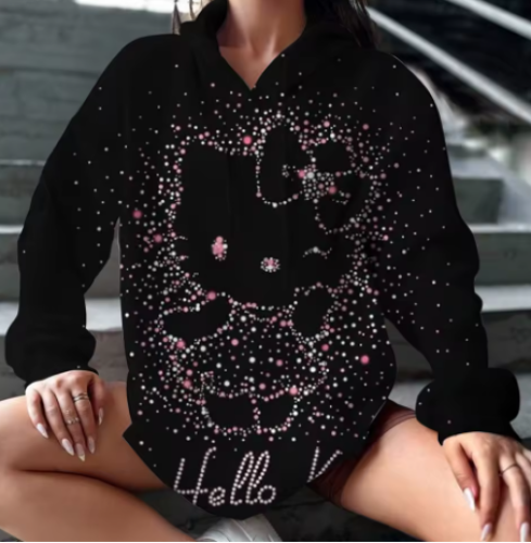 هودي نسائي مزين ب رسمه هيلو كيتي