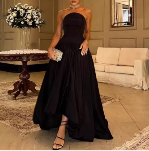 فستان سهرة منفوش بلا اكمام