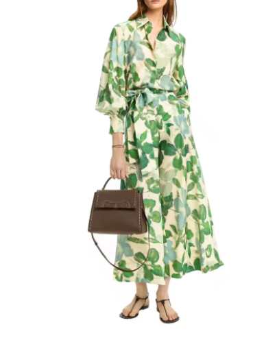 فساتين نسائي جديدة شيفون مطبوع بحزام