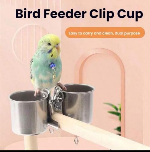 زوج من أكواب تغذية الطيور من الفولاذ المقاوم للصدأ...