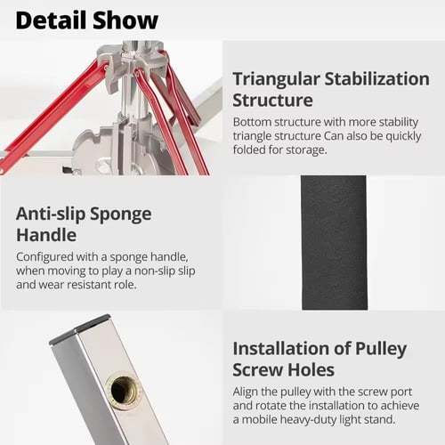 استاند إضاءة استوديو استيل ثقيل 500 سم AMBITFUL مع...