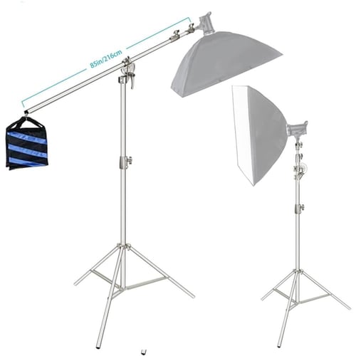 استاند حامل اضاءة تصوير 2 في 1 بوم سي ستاند سيلفر...