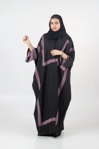 عباية مدى بلاك – نص بشت بتدخيلة موف وطرحة منسقة