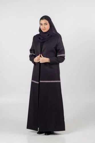عباية بليزر هدب موف دارك – قصة مستقيمة بقماش لينن