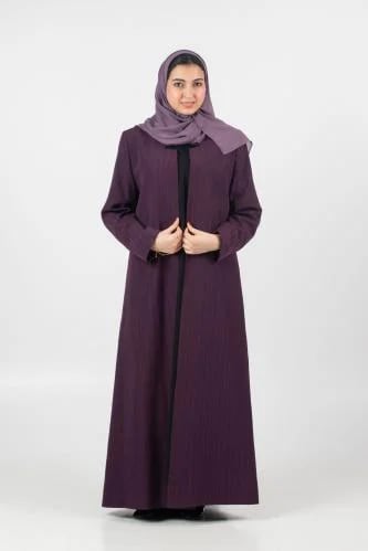 عباية بليزر توتي – بنقشة طولية وياقة كلاسيك