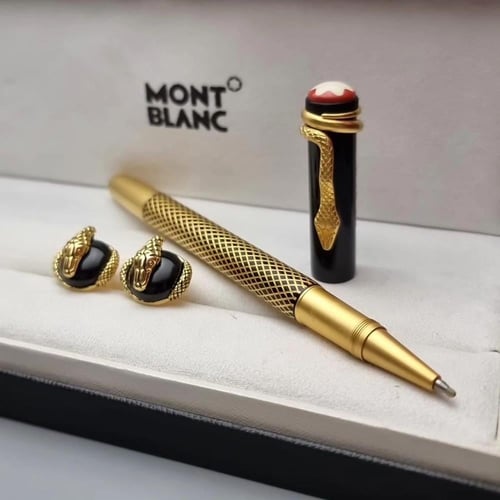 قلم مونت بلانك فضي بتصميم كلاسيكي فاخر مع كبك