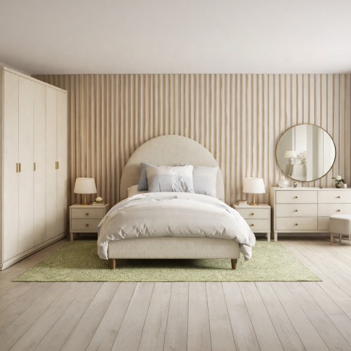 غرفة نوم نفر دهان وتنجيد بلون أبيض