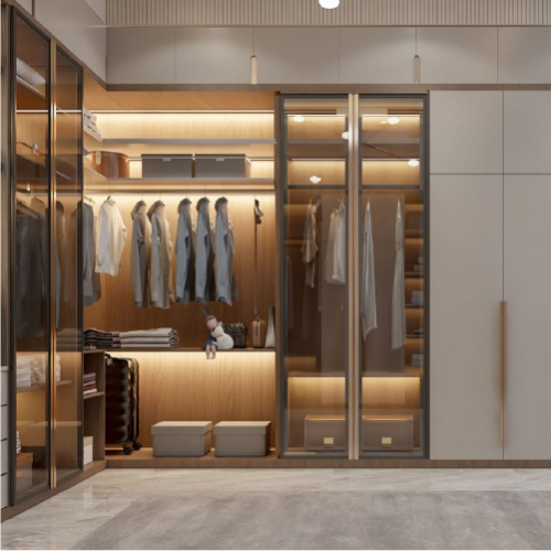 خزانة ملابس أبواب قزاز وخشب