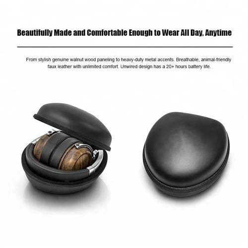 سماعة راس مصنوعة من الخشب والجلد الطبيعي مخصصة للا...