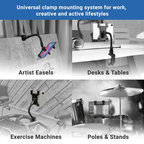 حامل تابلت بمشبك C وذراع مرن 12 بوصة (Slim-Grip® H...