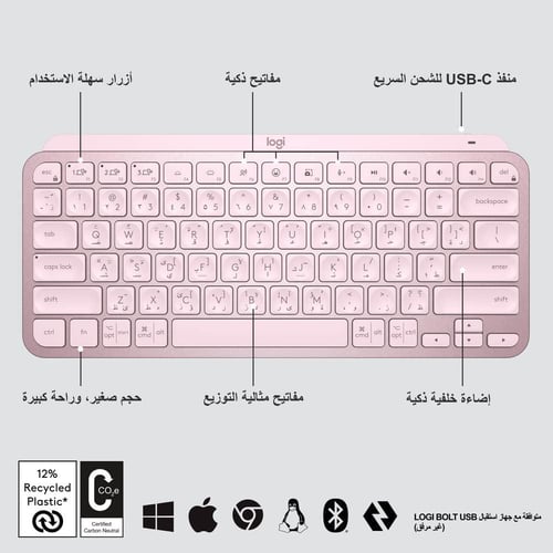 لوجيتيك كيبورد ام اكس ميني لاسلكي مضيء