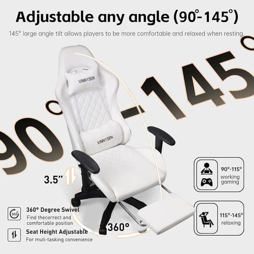 فينيسين كرسي العاب كمبيوتر مع مسند للقدمين مريح من...