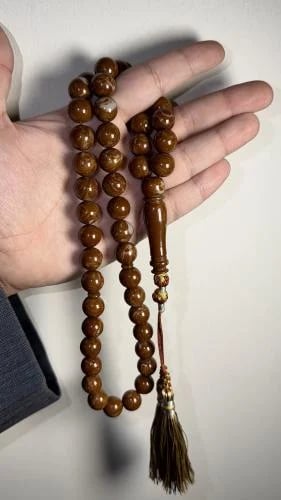 Beyklaite brown wavy with karkousha, bead size: 12 mm, type of story: circular, number of beads: 47