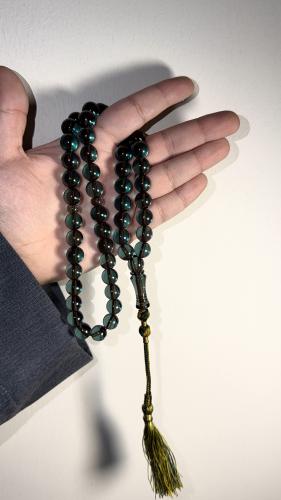 Saffron Petroleum with Karkousha, bead size: 11 mm, type of story: round, number of beads: 51