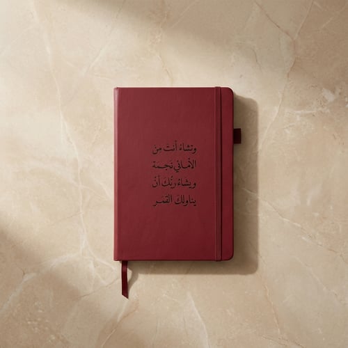 دفتر جلد - عنابي مع عبارة