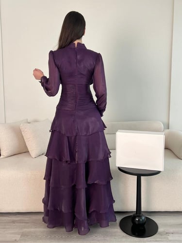 فستان نوران طبقات طويل موف