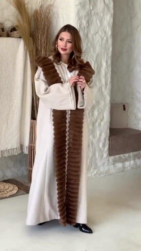 فروات شتوية نسائي شموة مع جوخ مع فرو فاخر