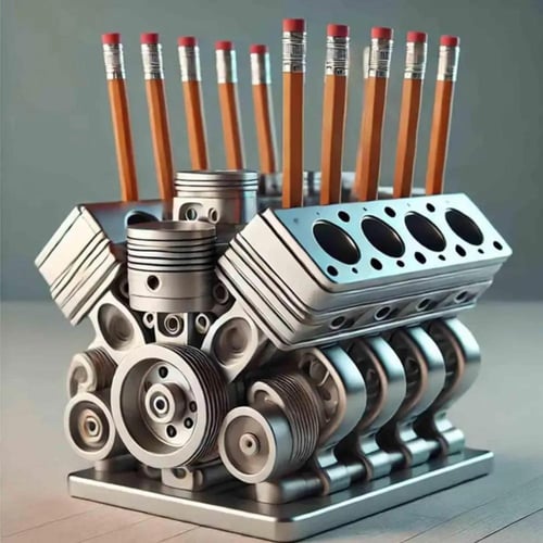 حامل قلم بتصميم محرك V8