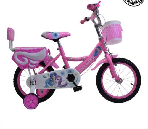 دراجة اطفال مقاس 18 لون وردى وازرق