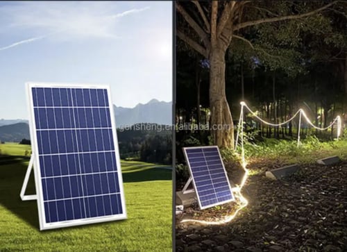 شريط 100متر LED على الطاقة الشمسية الانارة اصفر كر...
