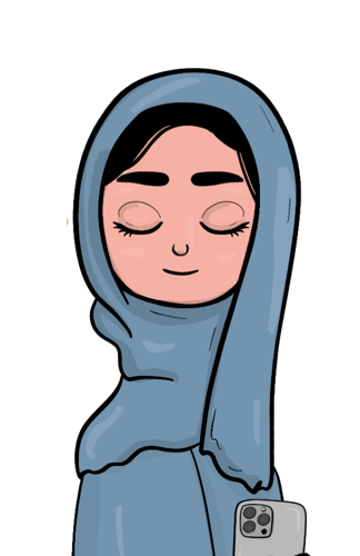 كوب شخصية امرأة محجبة