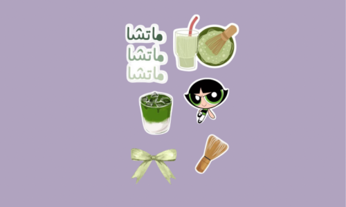 مجموعة ملصقات ماتشا