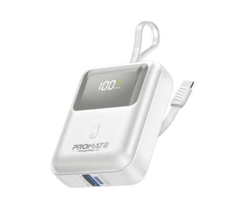 أصغر بطارية 10000 ميلي أمبير في العالم بقدرة 35 واط PD مع كيبل USB-C وشاشة رقمية - بروميت Promate PowerPod-10